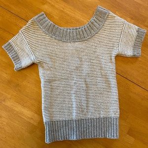 American Eagle Grey & White Striped Off-the-Shoulder Sweater